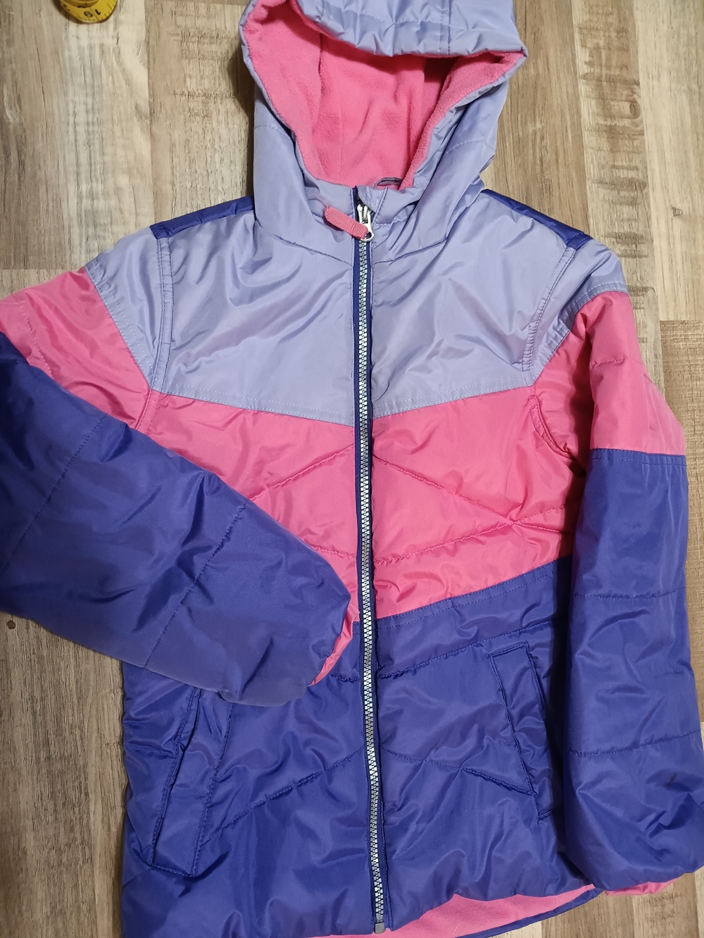 Girls Colorblock Hooded Puffer Jacket Pink,& Purple Waterfront Outdoor Collectio